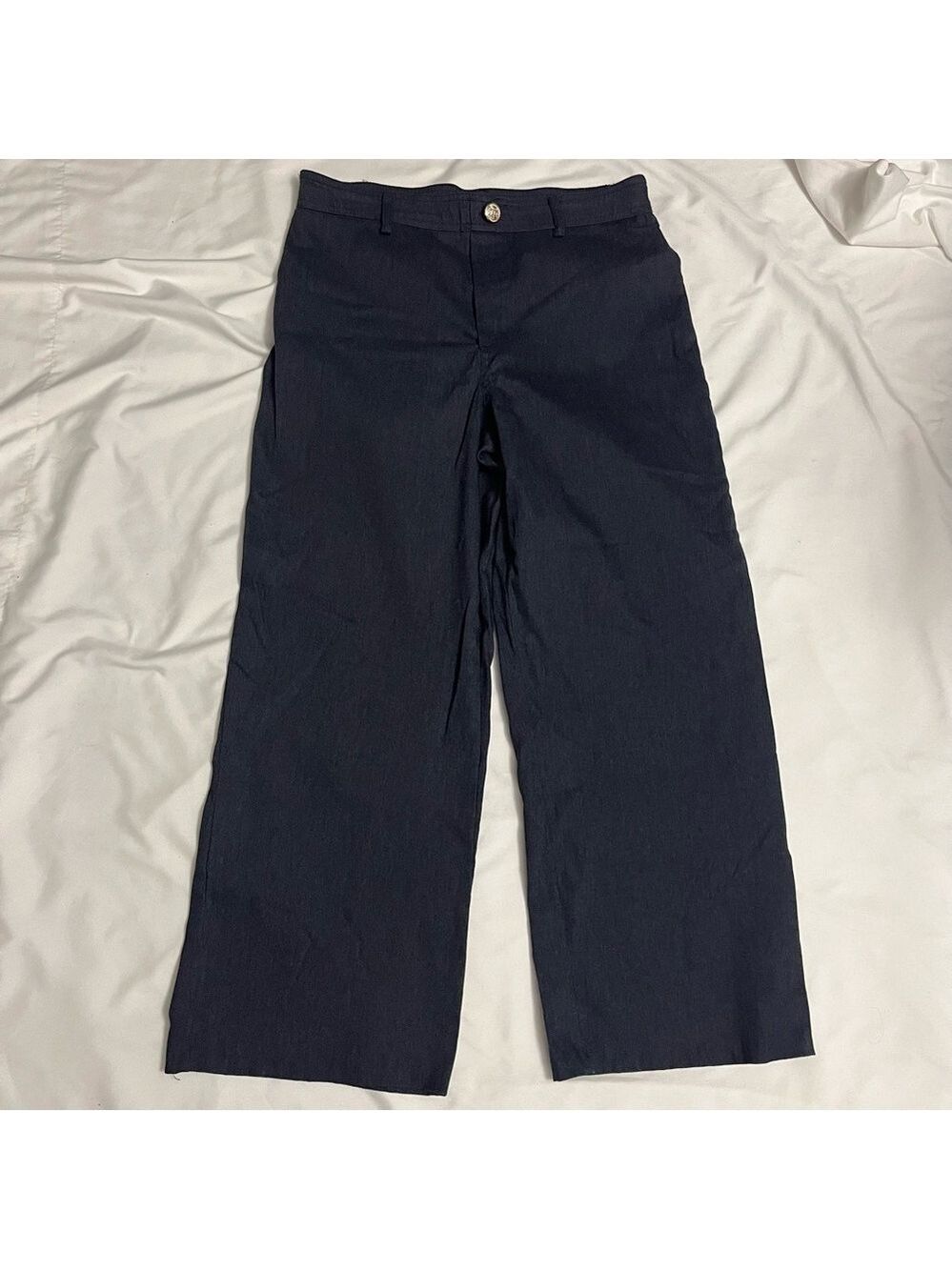 Jules & Leopold Wide Leg Crop Pants Dark Wash Stretch High Rise | Size M